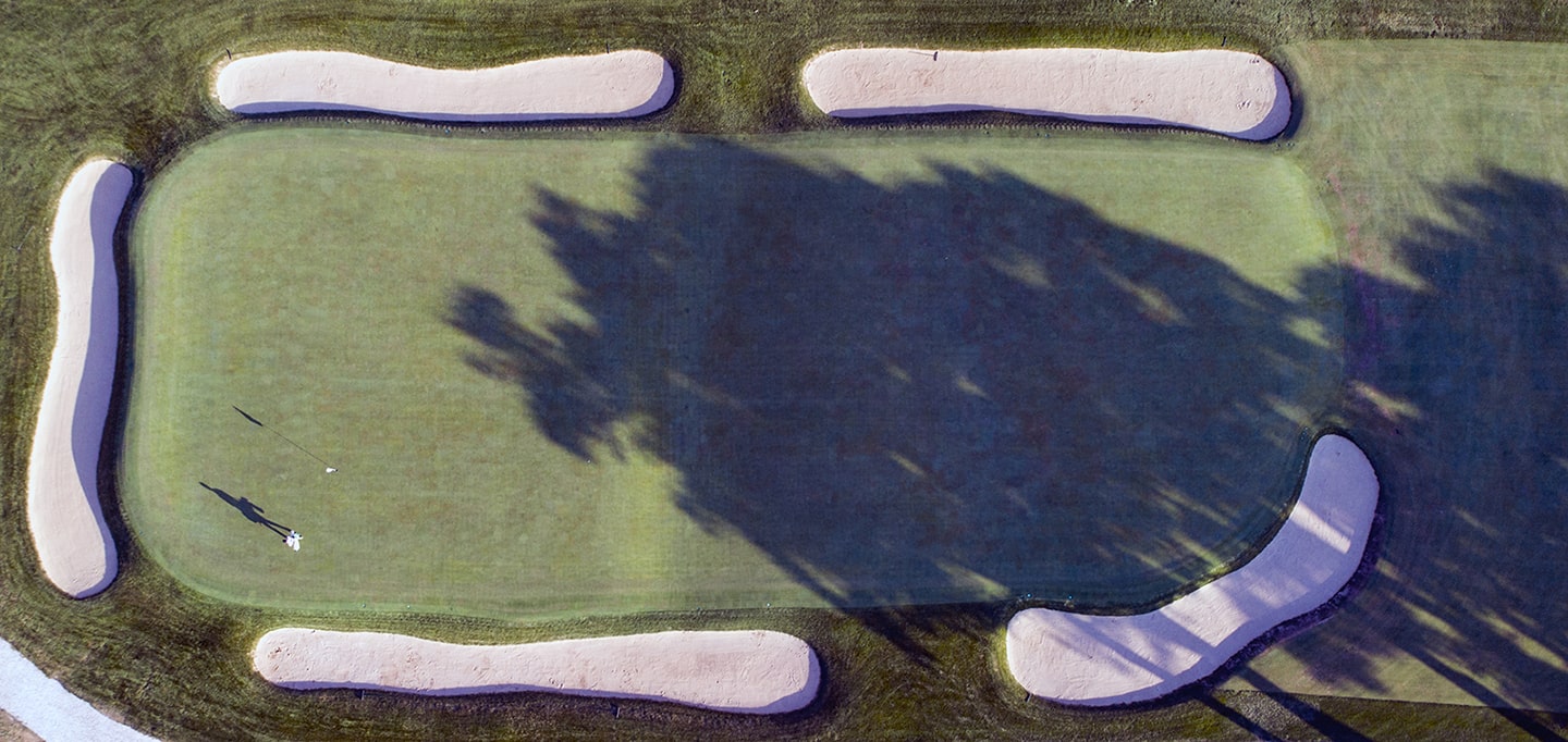 Aerial of the 6th green at Shoreacres